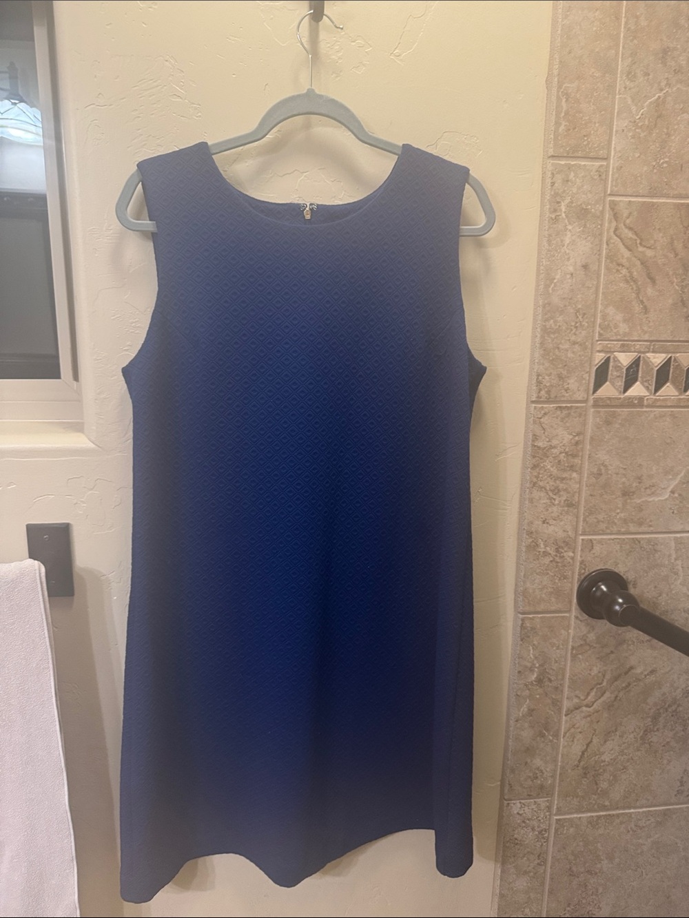 Tommy Hilfiger Navy Textured Sleeveless A-Line Dress